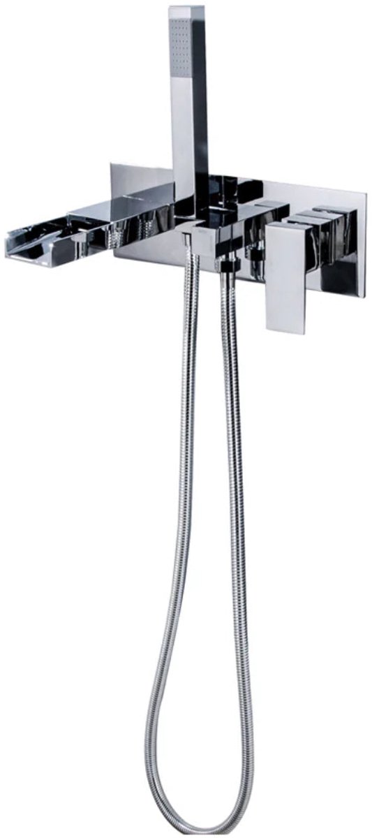 Hudor Badkraan met Handdouche - Wandmontage Verchroomd Messing - Enipée Collectie - Moderne Badkraan - UPC Gecertificeerd