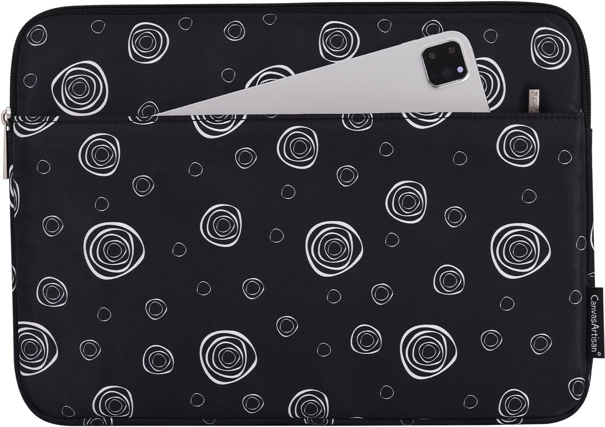 Laptophoes 13 Inch – Laptop Sleeve – Cosmic Circles Zwart