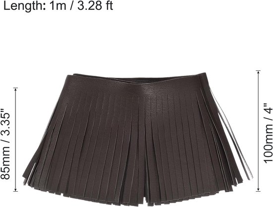 1 Iarda 10,2 cm franjes van kunstleer, dubbelzijdig, genaaid, franjes voor doe-het-zelf naaien, kleding, handwerk, decoratie, rok, koffie — afbeelding 5