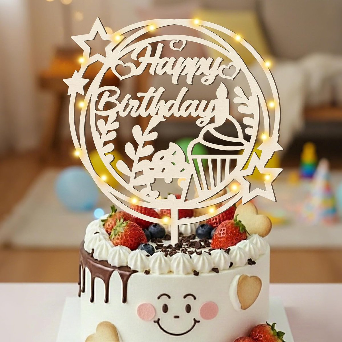 Happy Birthday van hout, taartdecoratie, verjaardag, taartdecoratie voor kinderen, meisjes, jongens, vrouwen, mannen