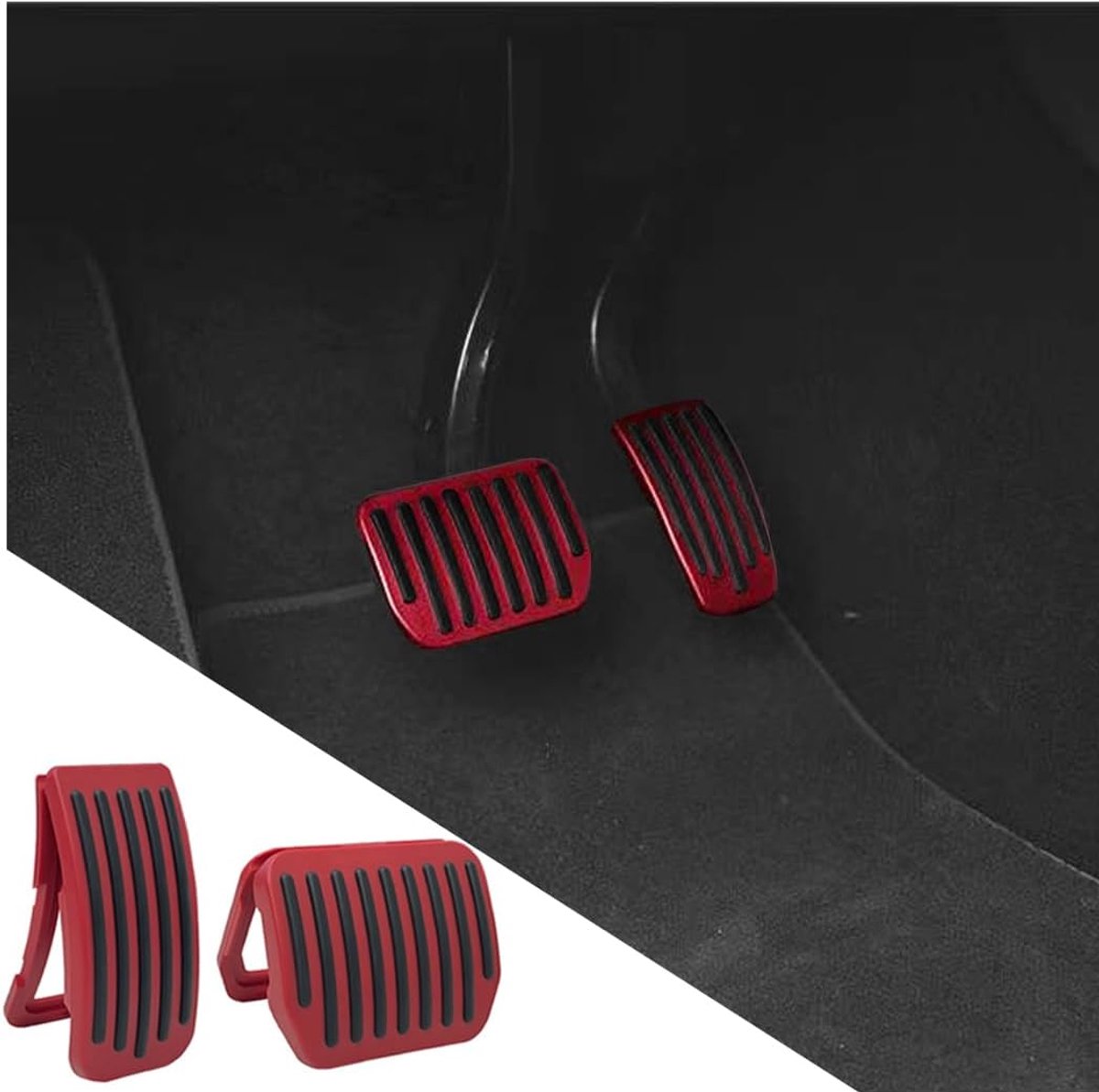 Pedalen, antislip aluminium gaspedaal en compatibele remblokken, antislip gaspedaal van aluminium (rood)