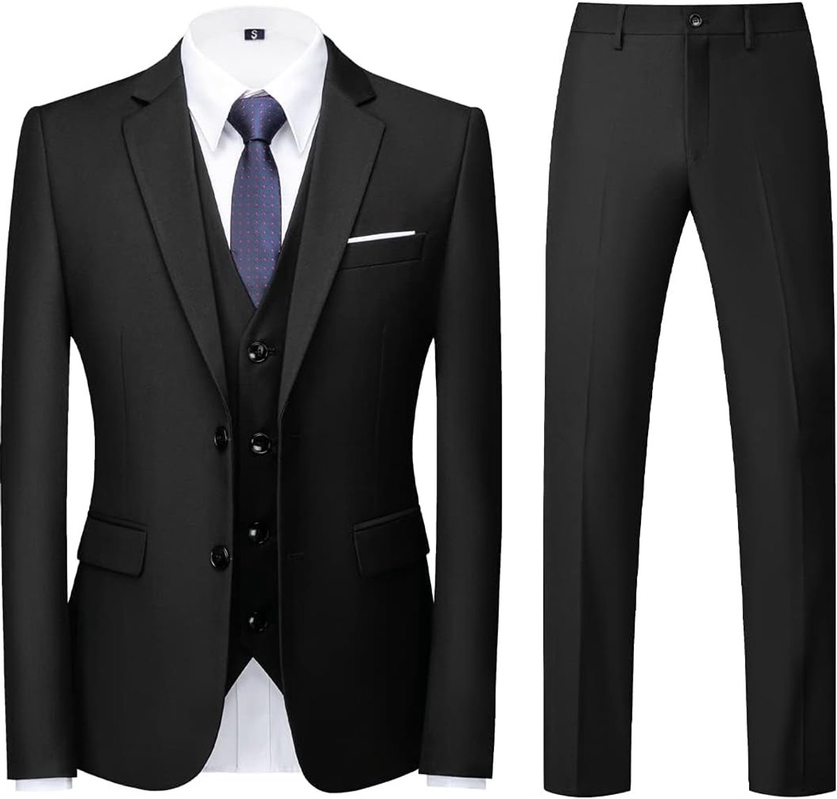Pakken 3 Stuk Slim Fit Single Breasted Twee Knoppen Bruiloft Tuxedo Pak Blazer Vest Broek