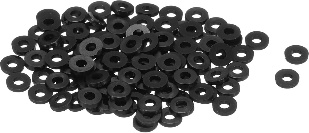 Platte afdichtingen, 2 mm ID 5 mm OD 1 mm dik, gladde sluitringen, afdichtingen, kunststof blad-afdichting, bevestigingsmiddel, afdichtingsafstandhouder, zwart