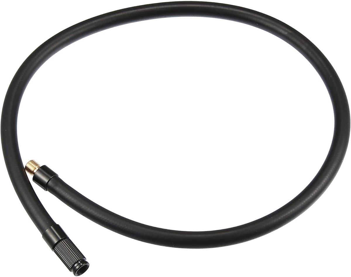 Verlenging voor het oppompen van banden, snelverbinding, zwart, 1 stuk voertuigen | Koper, rubber, voor fiets, motorfiets, auto, lengte 60 cm, schroefdraad M8 x 0,8, afmetingen 18 x 10 mm