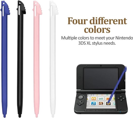 4 stuks pennen voor 3DS XL, Nintendo 3ds XL touchscreen stylus pen, styluspen pennen voor 3DSXL Pen Tip gameconsole, stylus kunststof spelconsole, accessoires (4 kleuren) — afbeelding 3