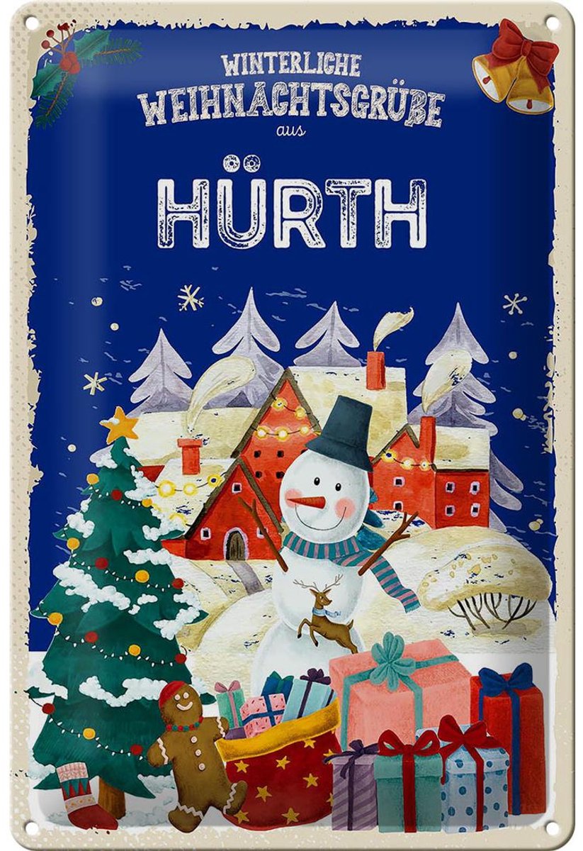 Blechschild Weihnachtsgrüße aus HÜRTH 20x30cm
