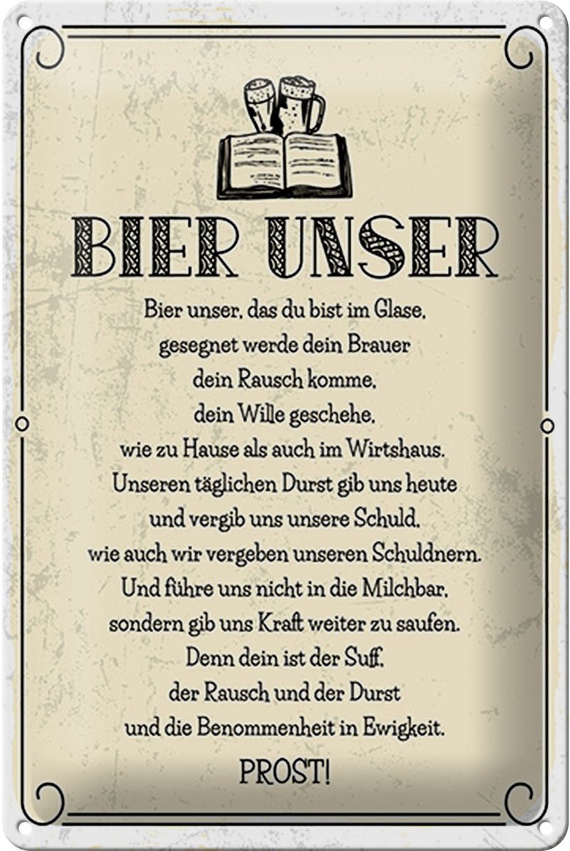 Blechschild 20x30cm Bier Unser Gebet
