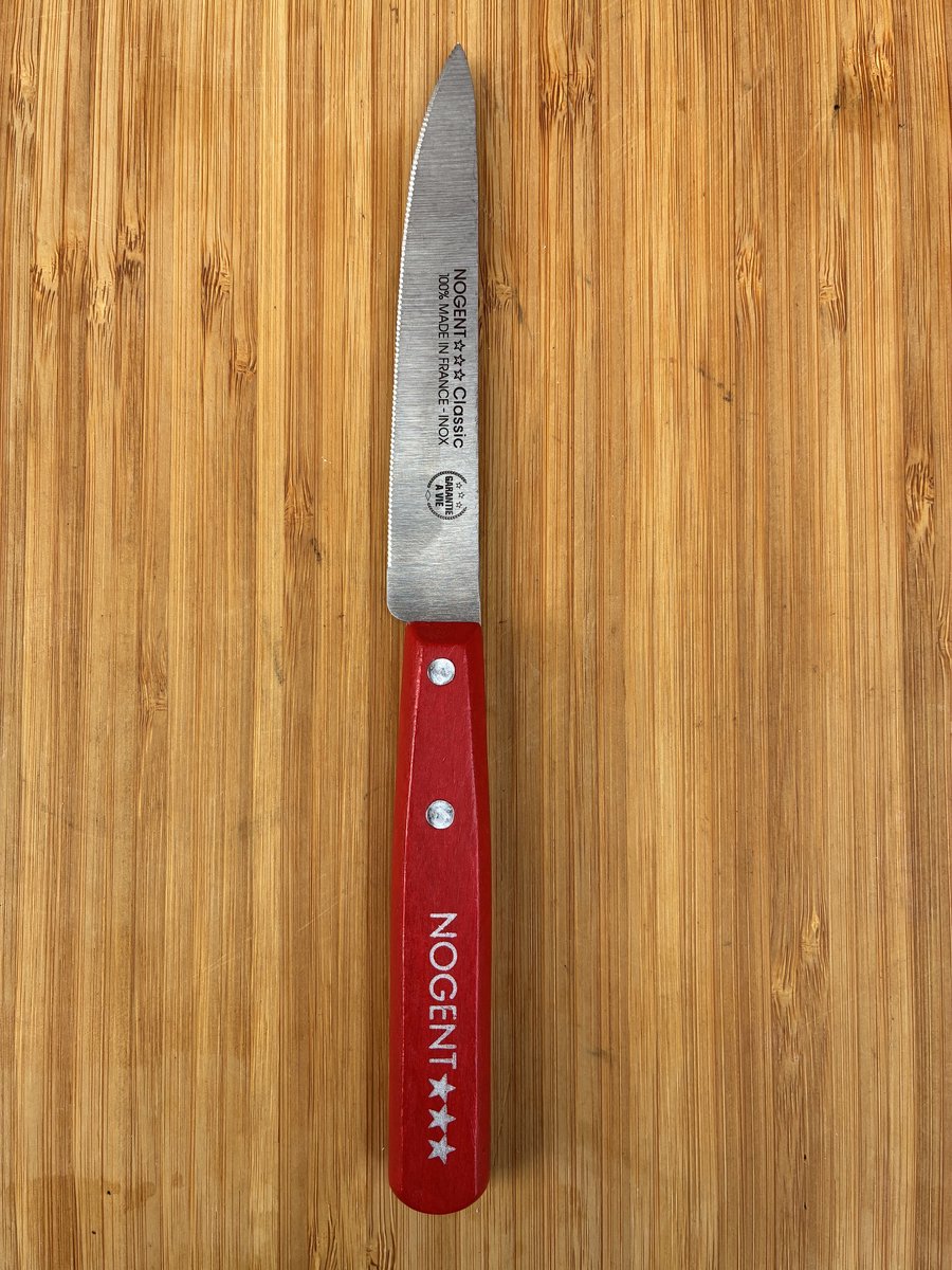 Nogent Iconic tomatenmes - 11 cm gekarteld - rood houten handvat