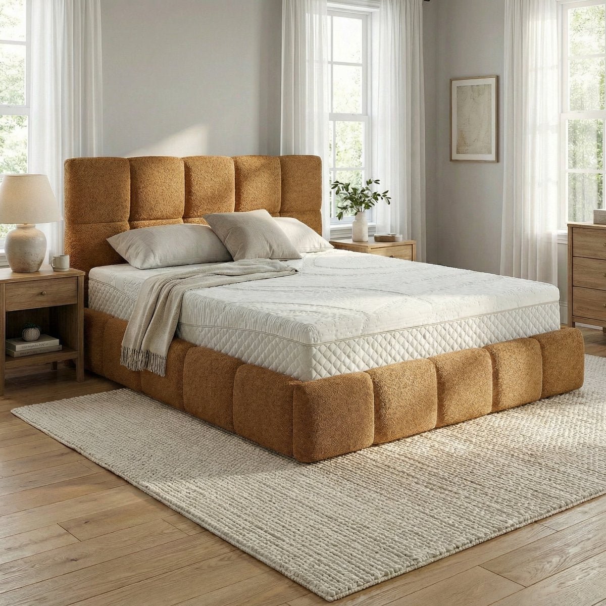 Mörgenn Bedframe Calma - Opbergruimte 34 cm - Okergeel - 140x200 - Met Suprême Matras