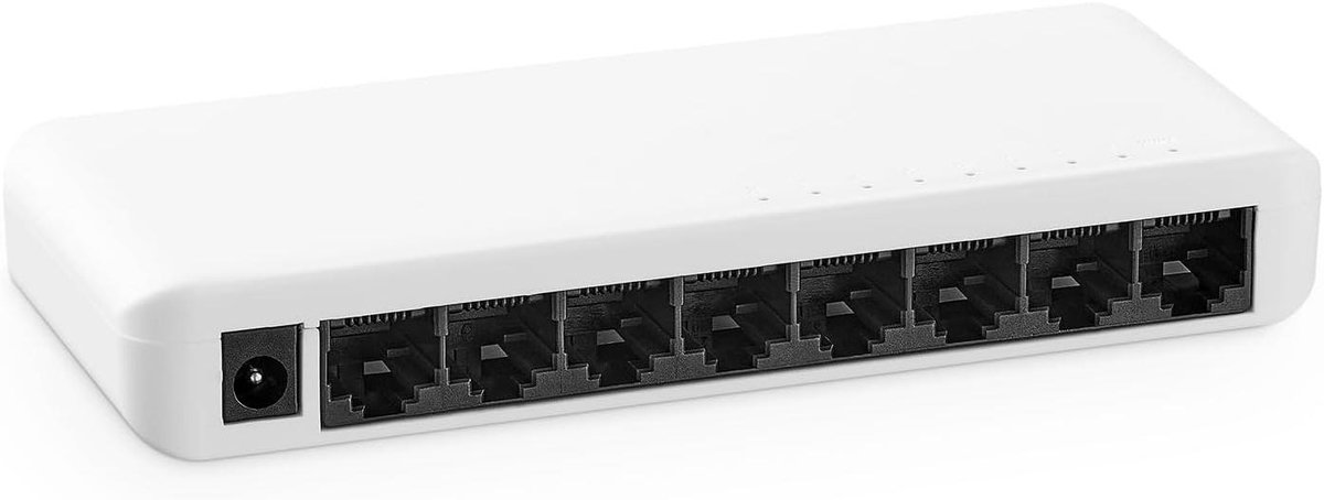 Gigabit Ethernet Switch - Netwerk Hub - Thuis Kantoor - 8 Poorten - Mini Formaat - Wit