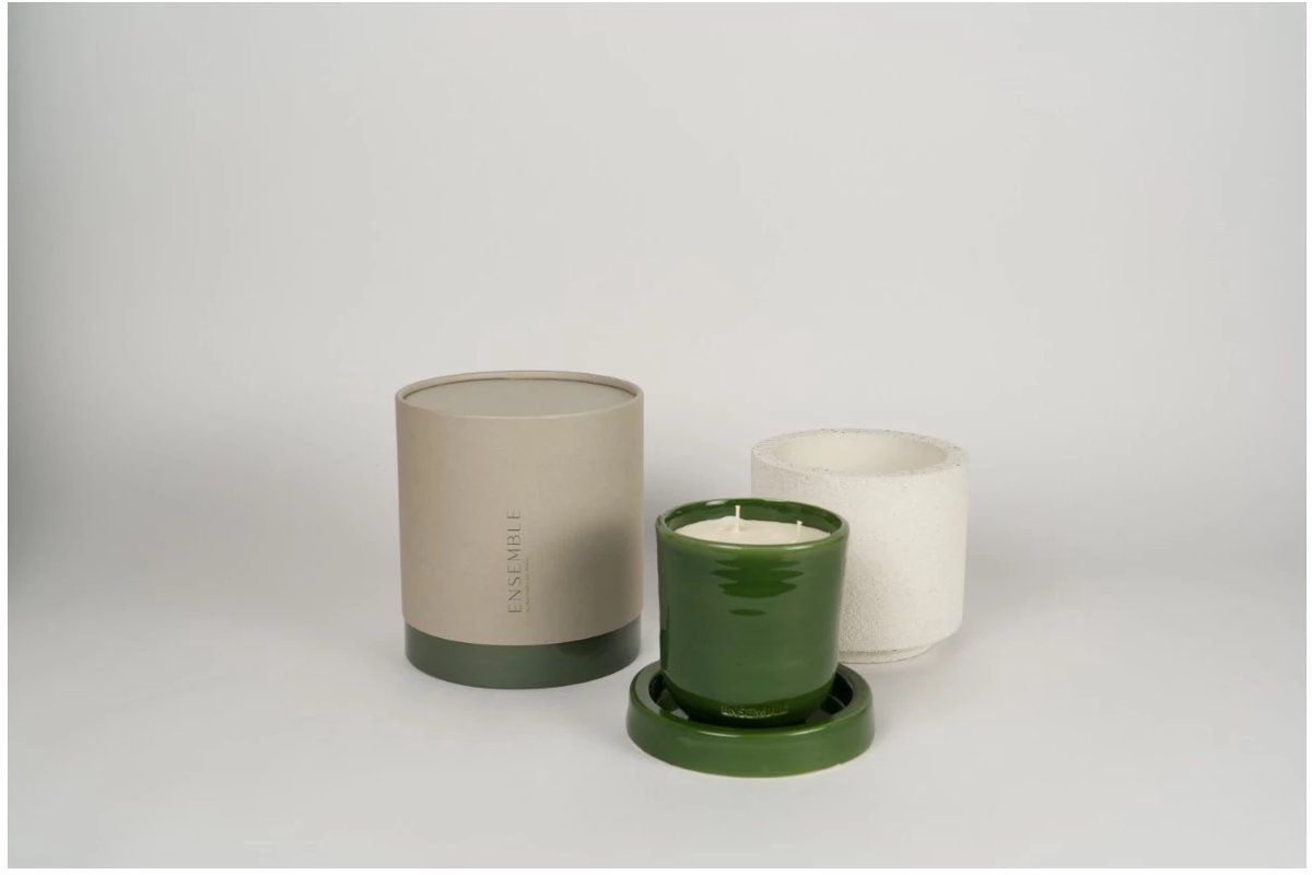 Mon Dada x Val Pottery Ensemble indoor geurkaars set forest green