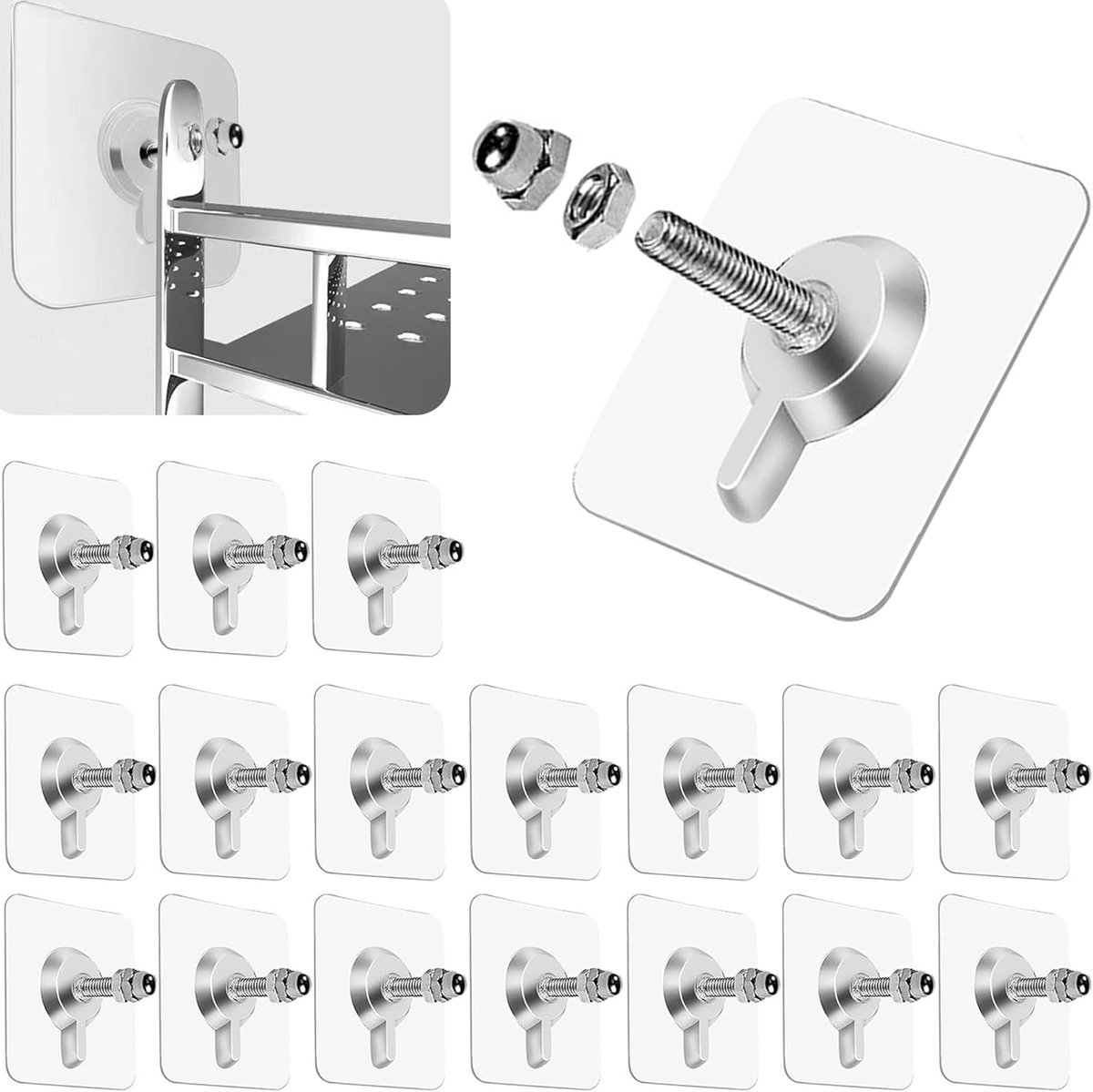 Haken om op te hangen en fotohangers set (1,6 cm) - Heavy Duty, geen boor, waterdicht, roestvrij - ideaal voor keuken, badkamer, huis en kantoor organisatie