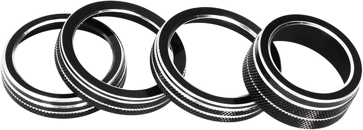 Schakelaarknoppen Bekleding, aluminiumlegering Materiaal Airco-knopafdekking Geschikt voor Jeep Wrangler JL Accessoires 2018-2021(zwart)