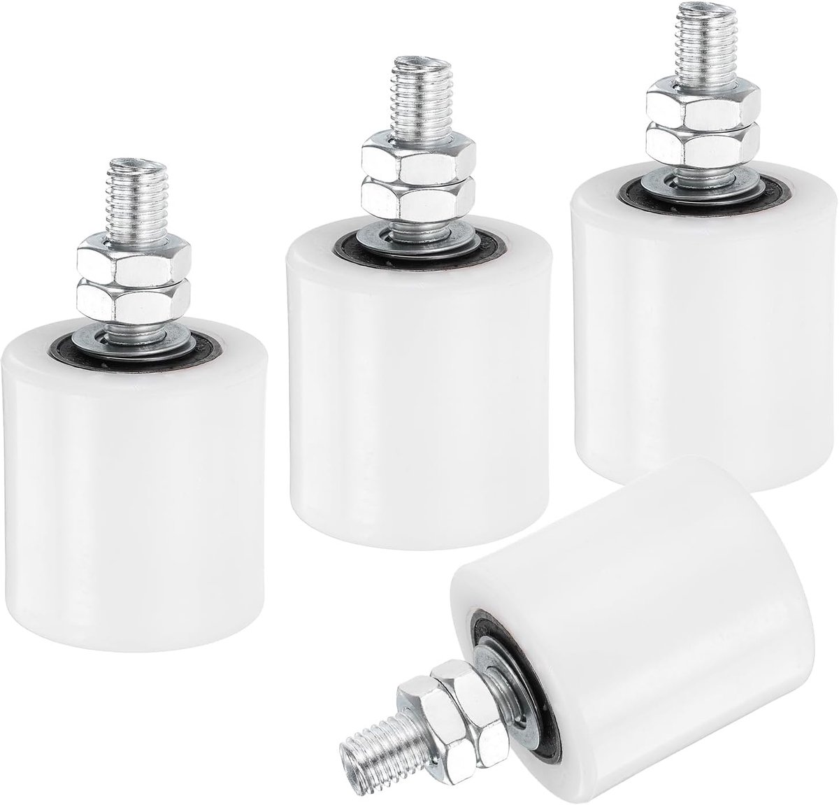 4 stuks schuifpoort, geleidingswielen, 2 inch, nylon wielen, poortondersteuningsmontage, universele afgedichte kogellagers, roldeur, geleider voor schuifdeur, wit