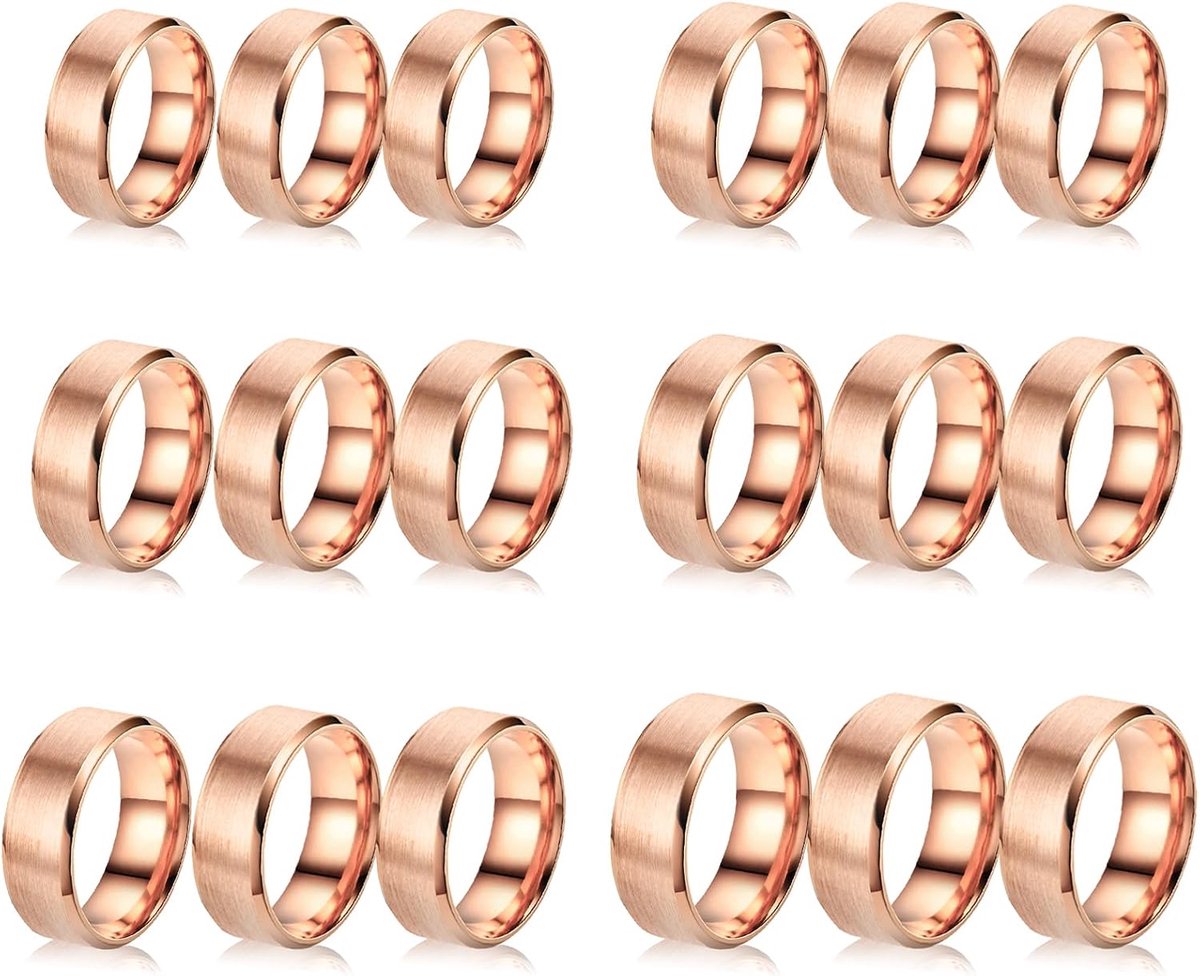 Ringen Met Een Blanke Kern 8mm Effen Inlegringen Ronde Massieve Metalen Band Maat 6/7/8/9/10/11 Geborstelde Mat Gepolijste Zilveren Trouwring voor Doe Het Zelf Sieraden Maken