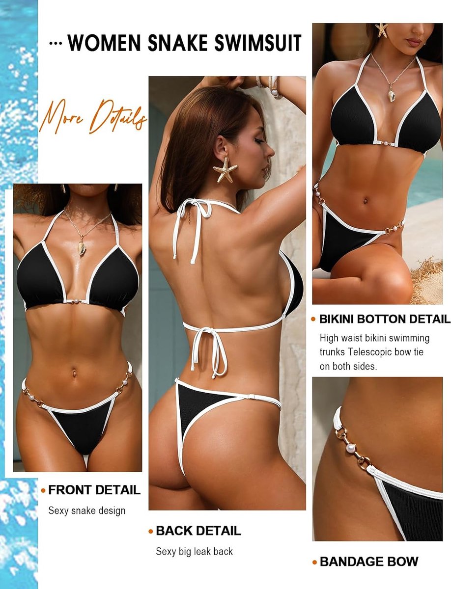 Bikini dames set sexy badpak tweedelig verstelbare driehoek bikini met nekhouder rugvrij bikini-bovendeel lage taille string bikinibroek