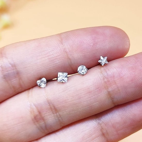 Studs 6-10mm 16G Platte Terug Helix Tragus Kraakbeen Oorbel Stud Piercing — afbeelding 5
