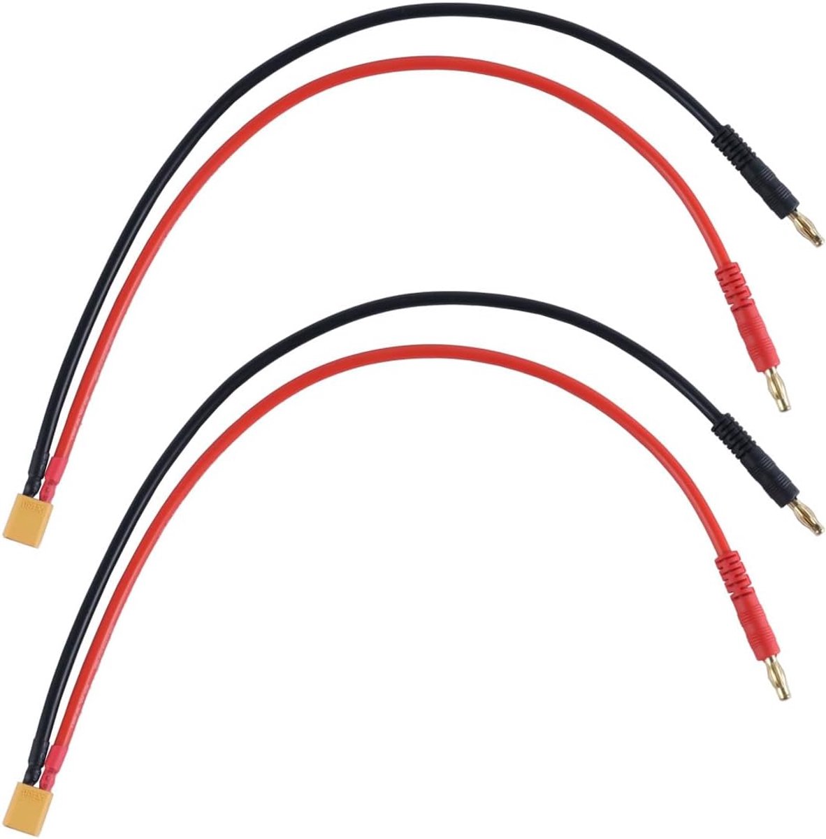 2 stuks XT30 naar 4 mm banaanstekker oplaadkabel, siliconen draadadapter voor RC-lader, quadcopter, helikopter, drone, hobby