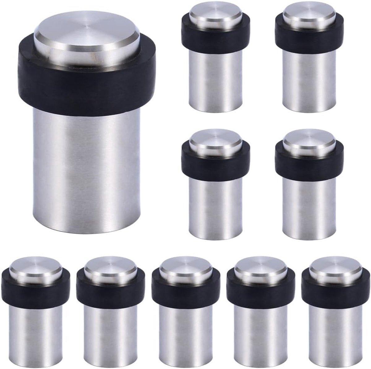 Deurstopper - Roestvrij staal - 6 cm - Cilindervormige Stopper met Rubber - Voor Binnengebruik