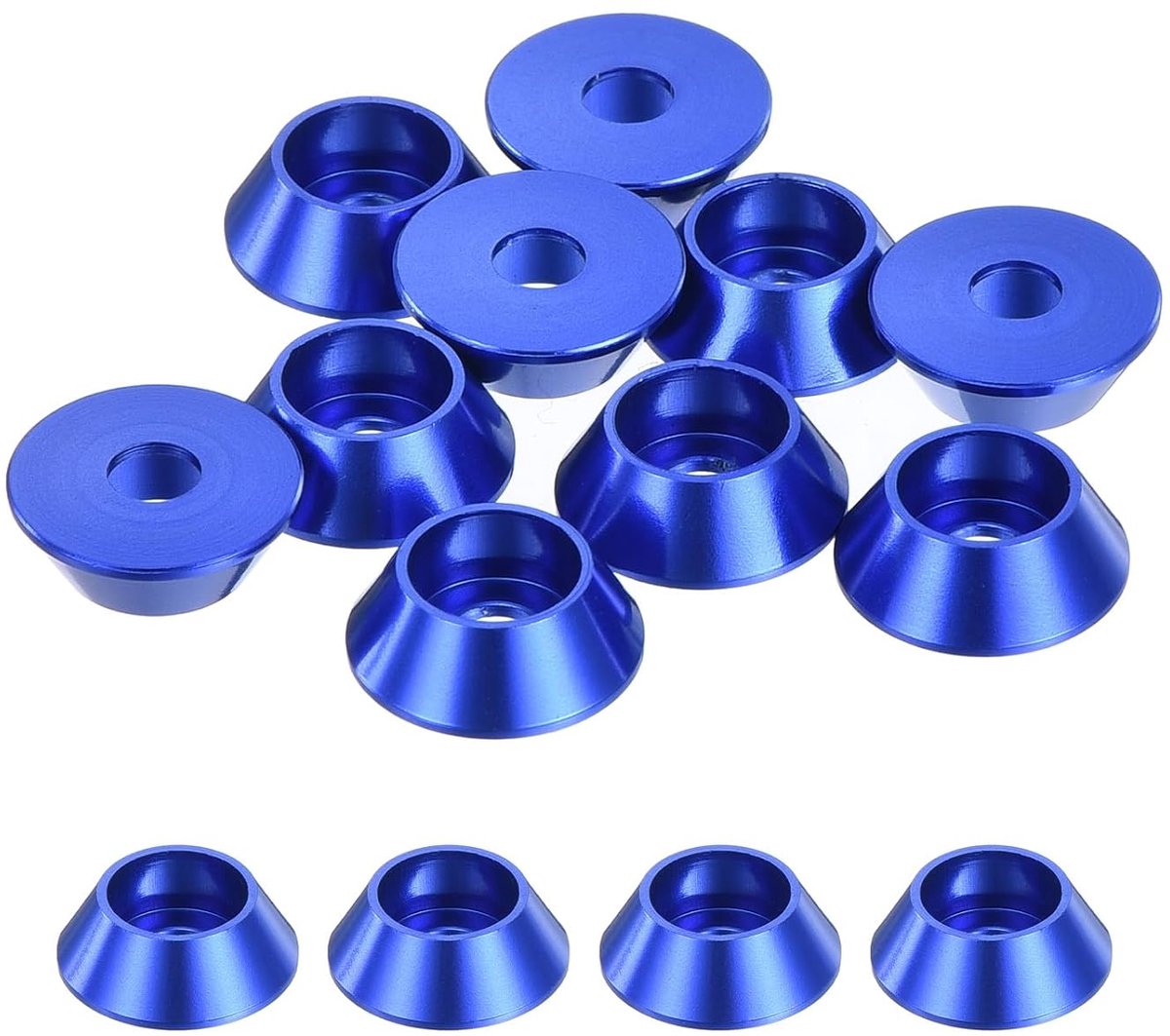 M3 kegelschijven, Afdichtingen van geanodiseerd aluminium, cilinderkopafdichting voor RC/FPV/PC/drones/mechanische accessoires, verpakking van 10 stuks, donkerblauw