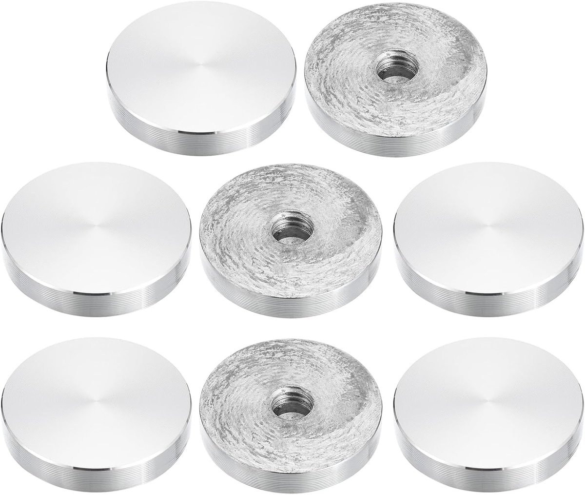 sourcing map M10 schroefdraad 40 mm diameter ronde vorm aluminium schijf hardware 8 stuks, aluminium cirkelschijf glasplaat adapter voor glazen tafel