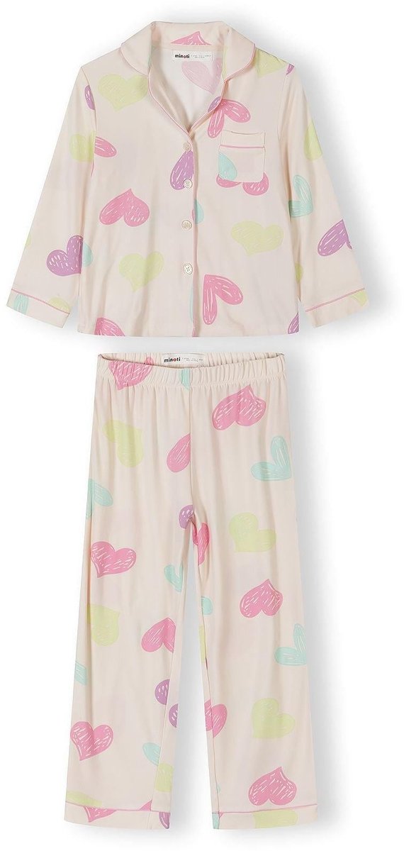 Minoti pyjama meisjes met hartenprint - roze