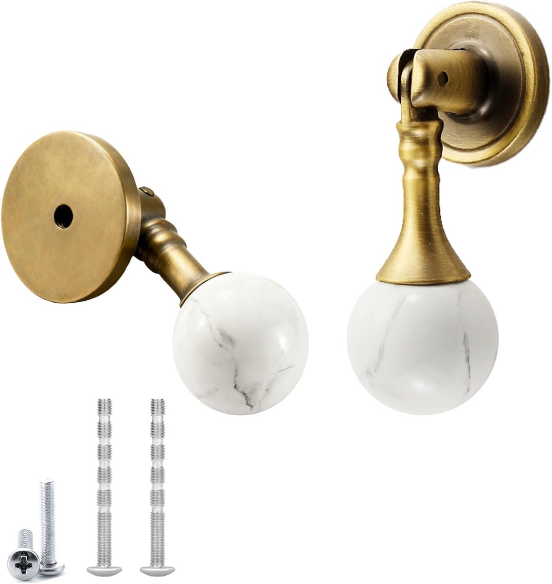 2 stuks antieke kastgrepen in druppelvorm, vintage hanggrepen, decoratieve handgrepen van walnoothout, moderne knoppen voor kasten, kledingkasten, commodes en andere meubels (wit)