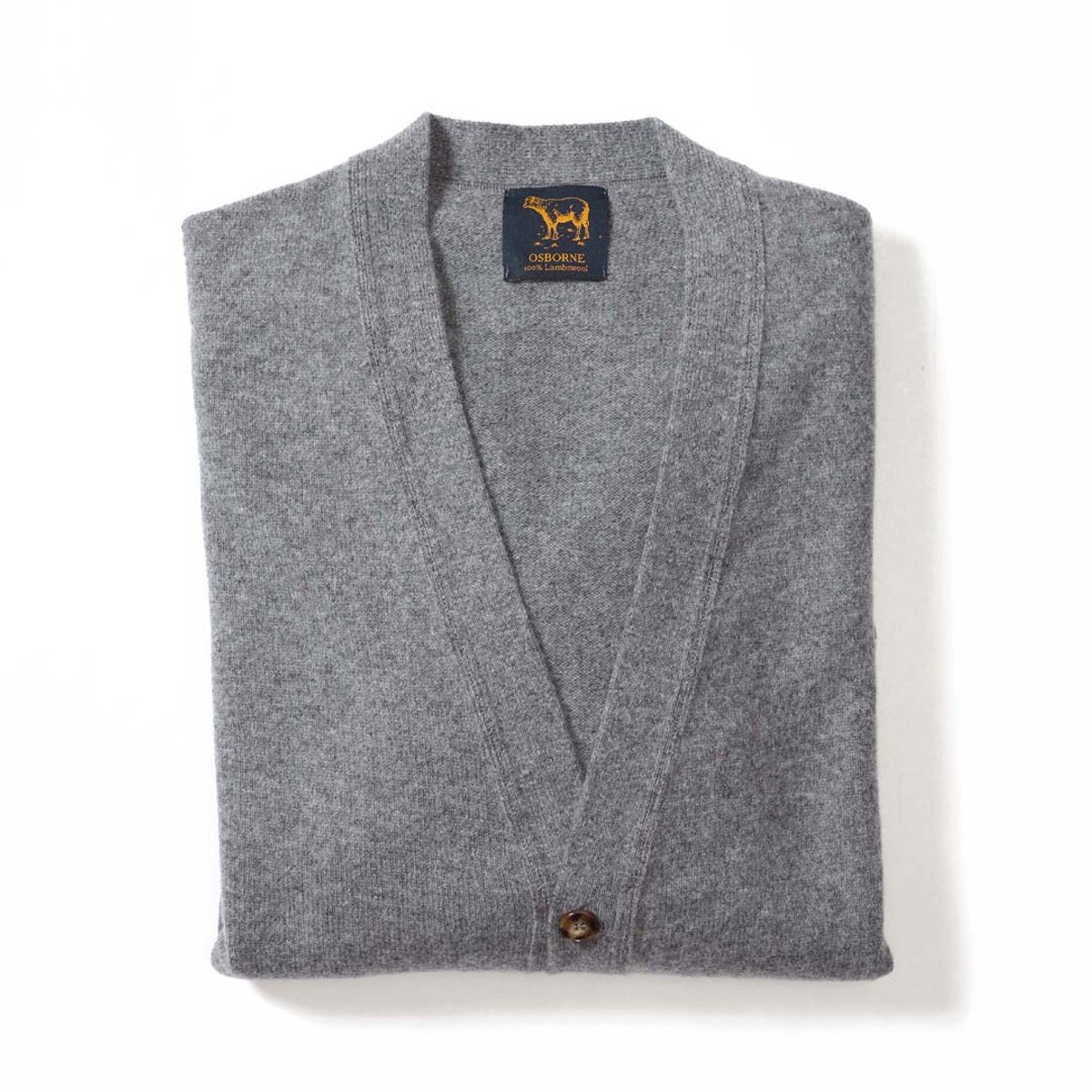 Osborne Knitwear Cardigan met knopen - Lamswol - Grey Mix - 2XL