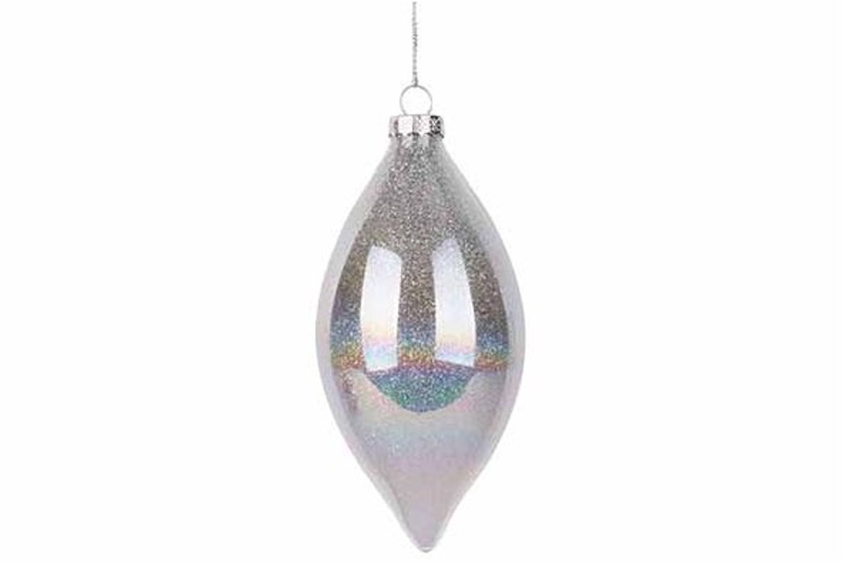 Hanger Shiny Drop Zilver 6x6xh13cm Glas