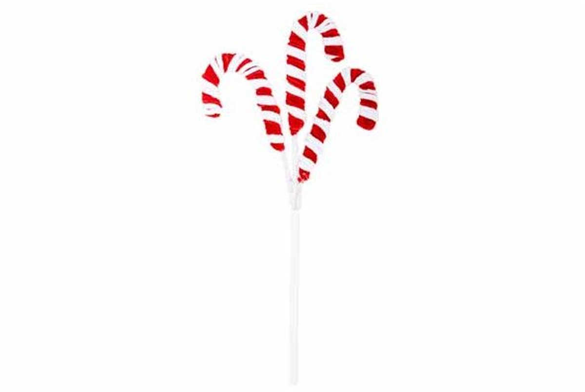Bijsteker Candy Cane Rood Wit 21x2xh44cm Fluweel