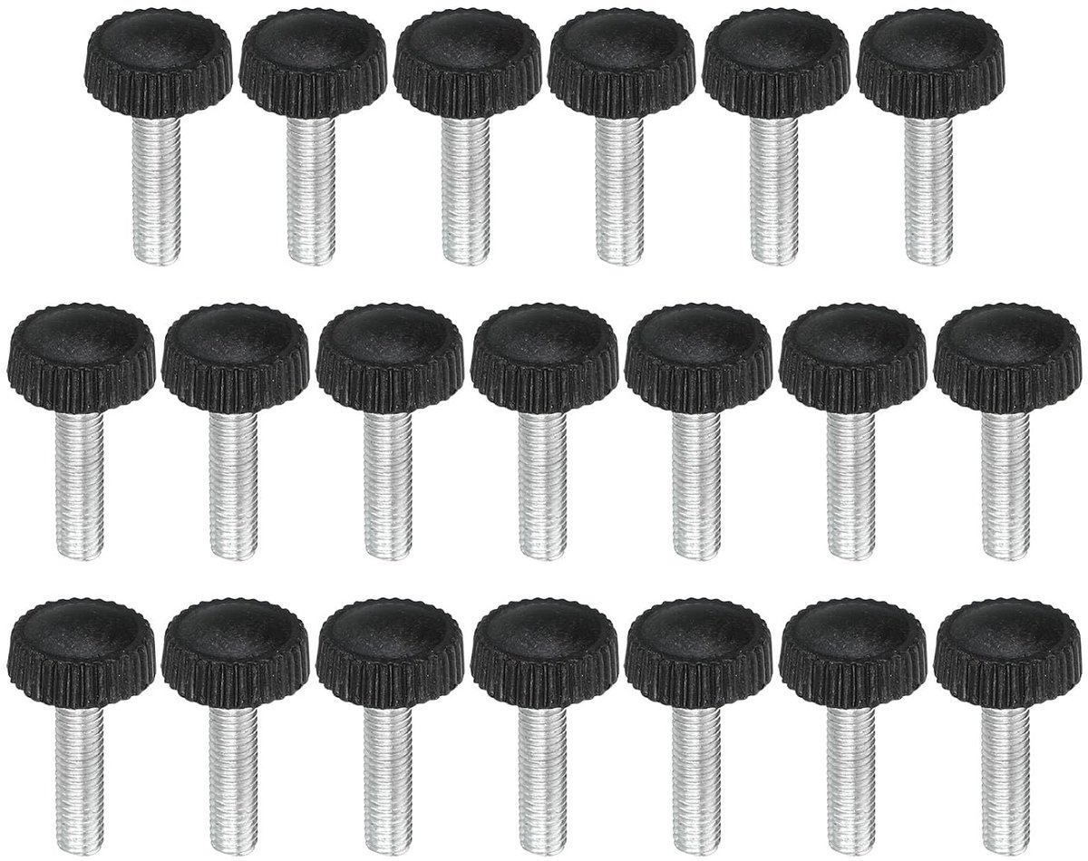 gegroefde schroeven, M5 x 20 mm, zwart, 20 stuks mannelijke schroefdraad, ronde spanschroeven, knopen, bevestigingsbouten voor armaturen en meubelhardware