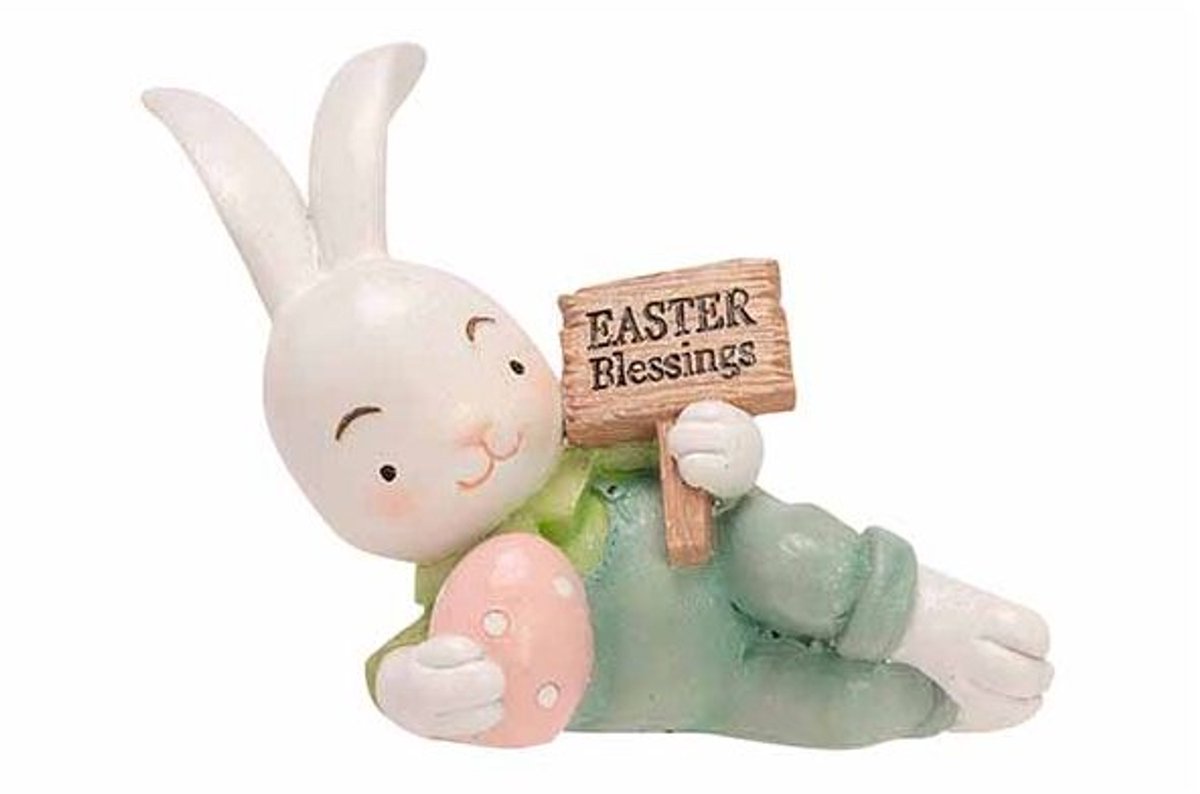 Konijn Easter Pastelblauw 21x10xh15cm Po Lyresin