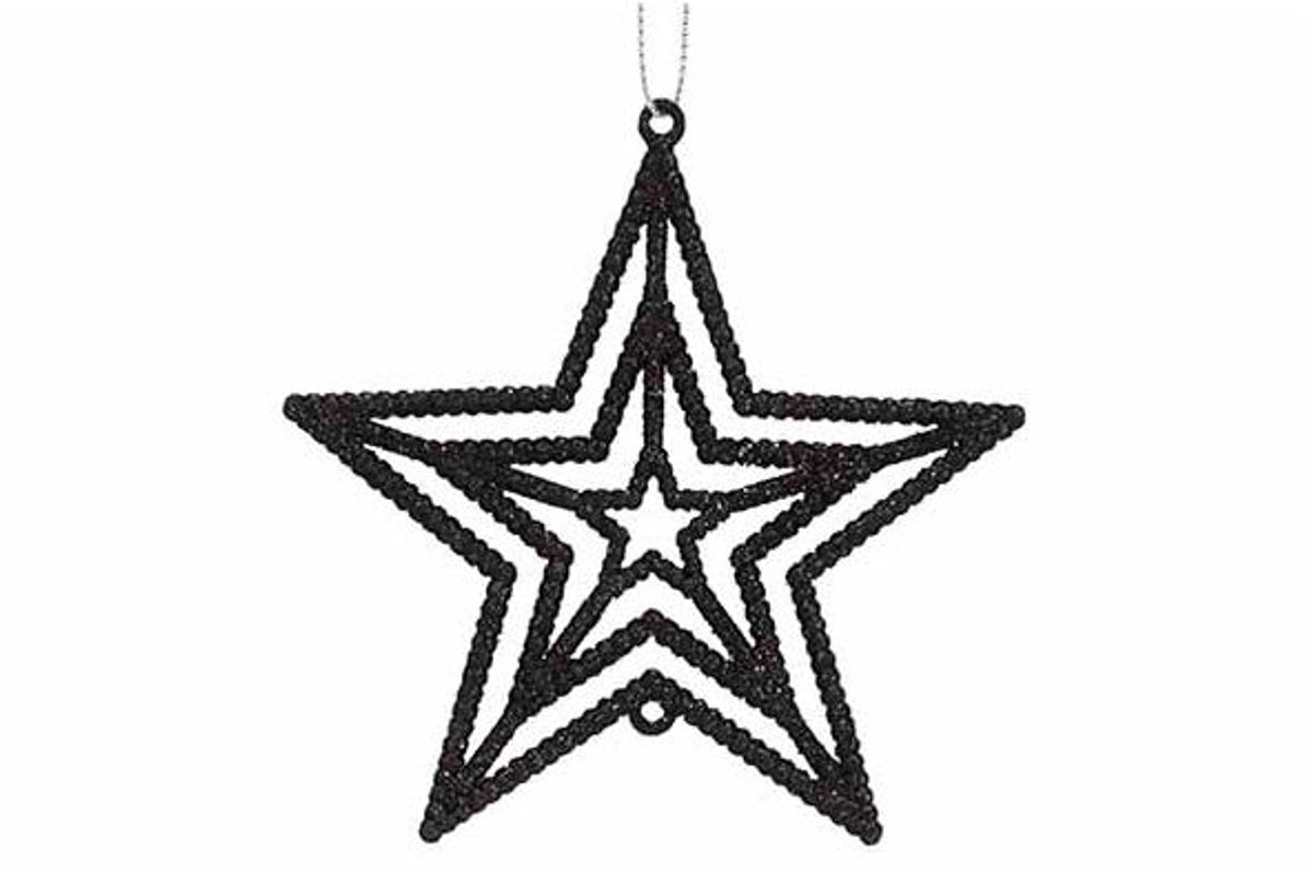Hanger Star Glitter Zwart 10xh10cm Kunst Stof