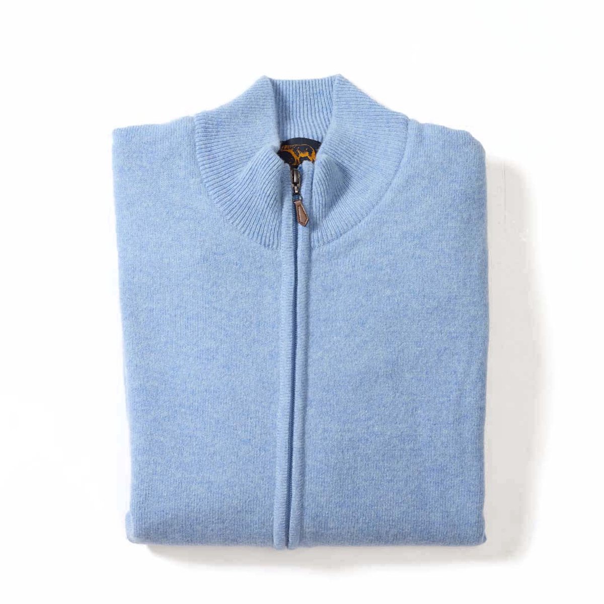 Osborne Knitwear Windstopper cardigan met rits heren – Trui met rits heren in Lamswol - Pullover Heren - Glacier - Zwarte voering - L