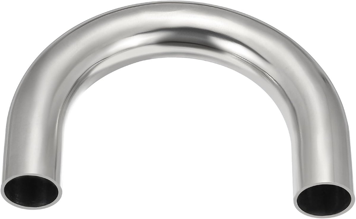 180 graden verlengde buis, 1 inch gebogen U-bocht OD, rechte uitlaatpijp 304 roestvrijstalen connector HVAC gemodificeerde trapleuning