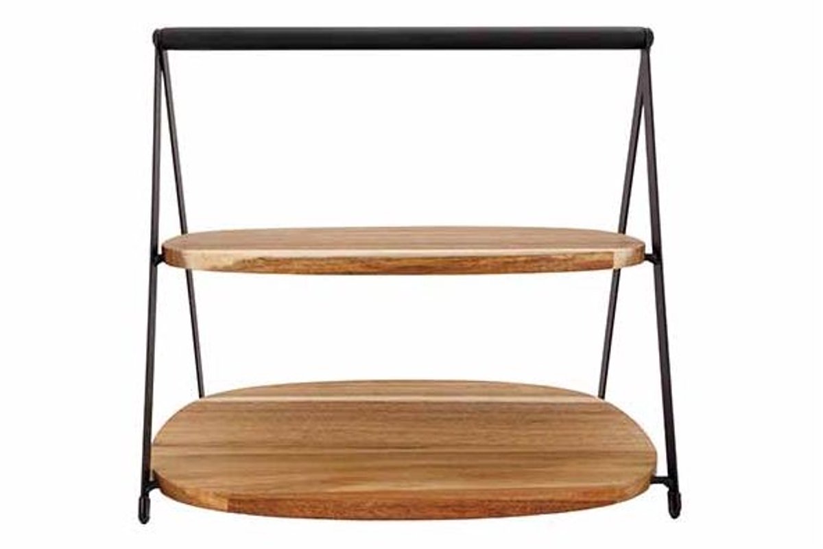 Etagere Ovaal Acacia - 2 Lagen 28,5x25xh25,5cm