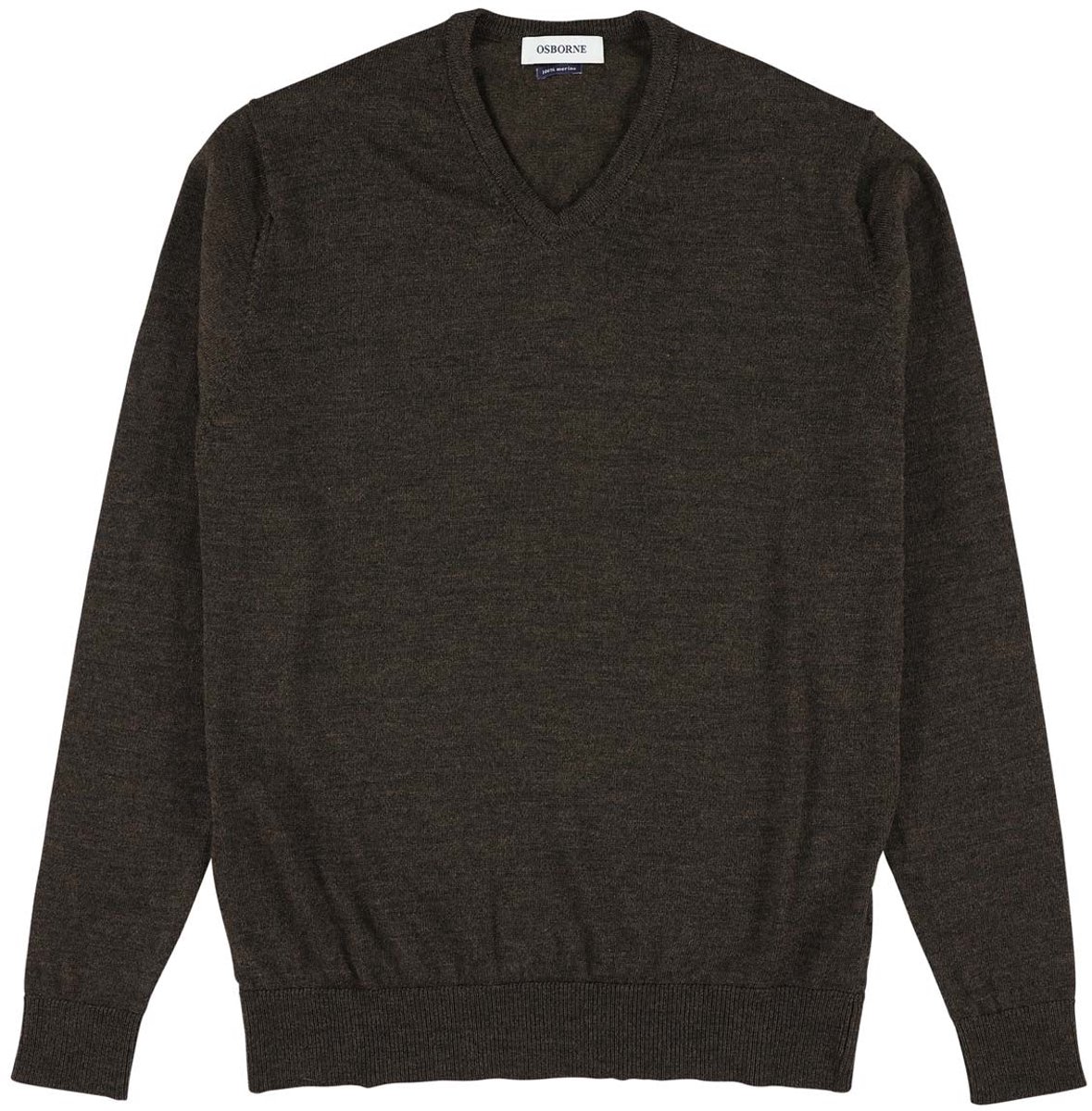 Osborne Knitwear Trui met V hals - Merino wol - Brown - M