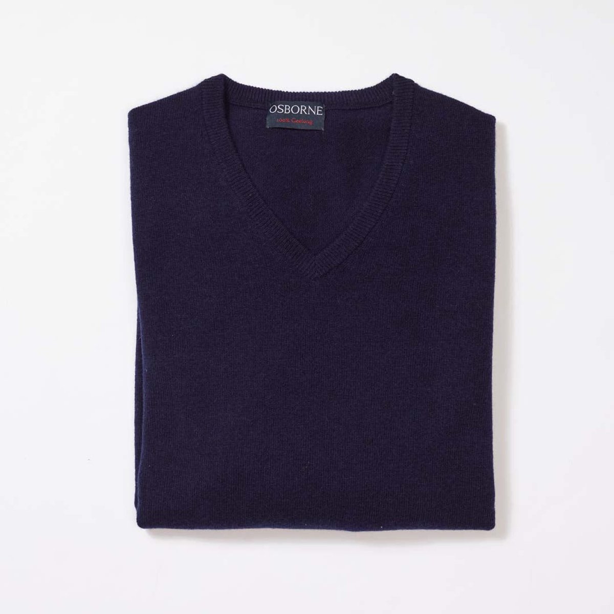 Osborne Knitwear Trui met V hals - Geelong wol - Navy - S