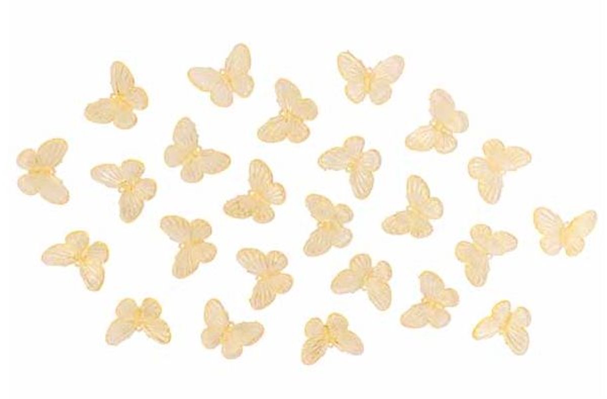 Strooideco Set24 Butterflies Geel 4xh4cm Kunststof