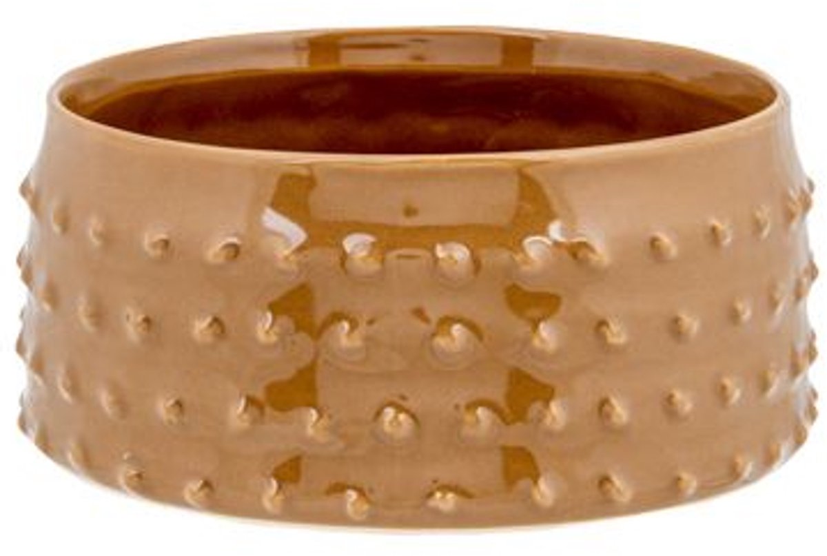Cosy @ Home Bowl Glazed Embossed Dots Camel 15,5x15,