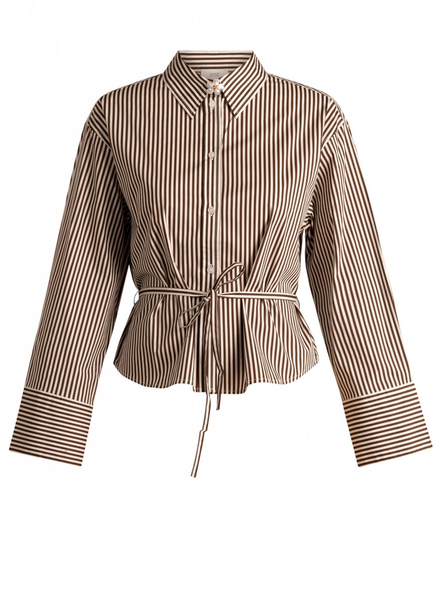 YEST Sona Tops - Mocca Brown/Off Whit - maat 42