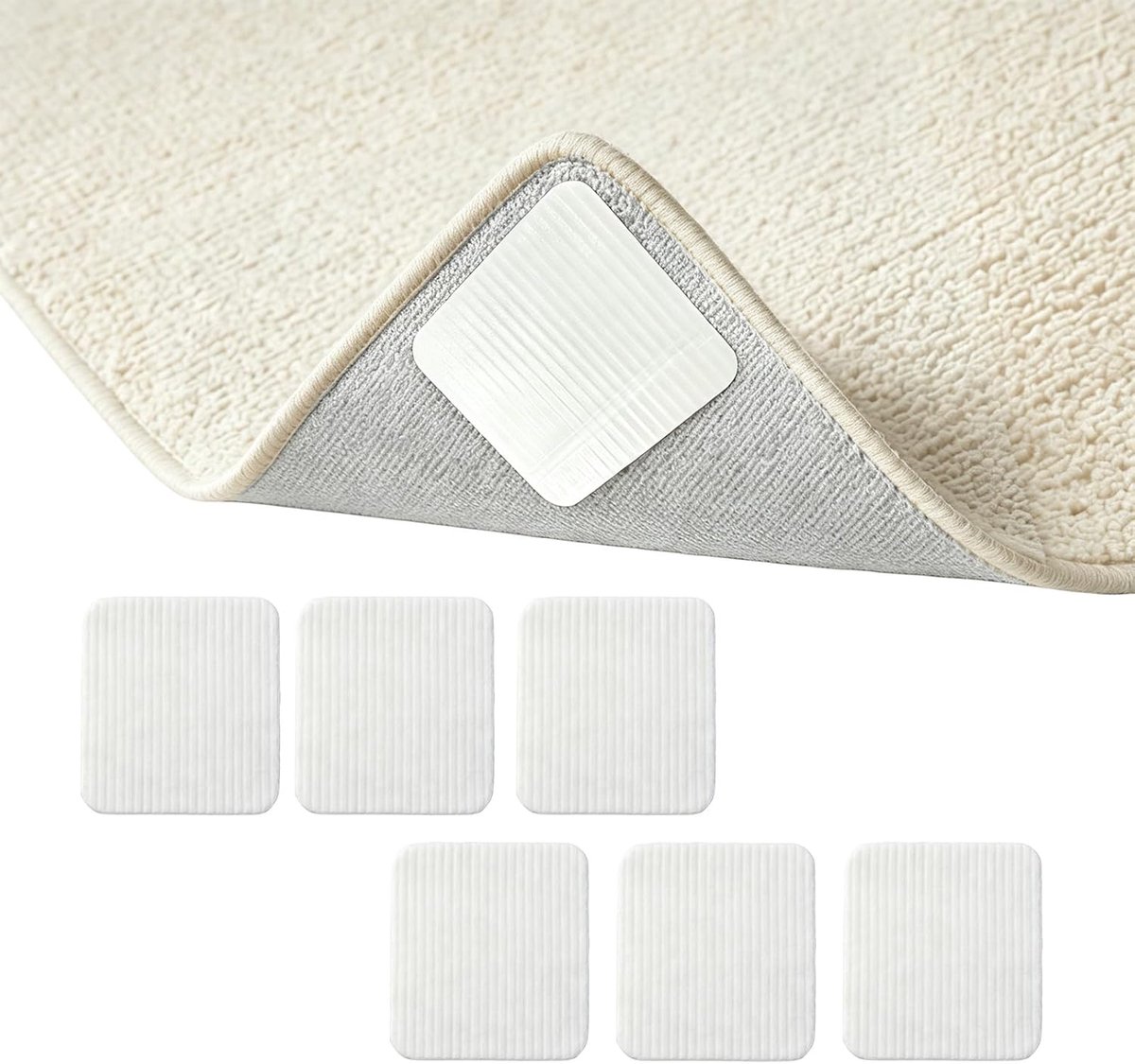 6 stuks tapijt-antislipmatten 10x10 cm | Herbruikbaar, wasbaar en stevig