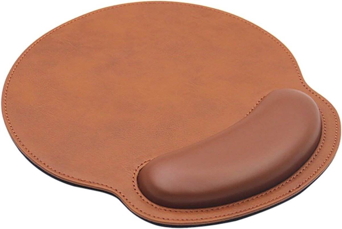 Lederen muismat polssteun, ergonomisch traagschuim - lichtgewicht antislip muismat voor kantoor, gaming, computer, laptop , thuis of op het werk (koffiebruin)