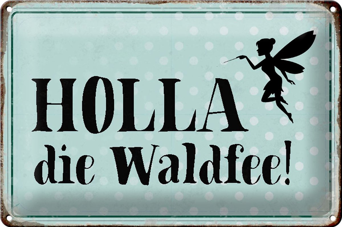 Blechschild Spruch 30x20cm Holla die Waldfee