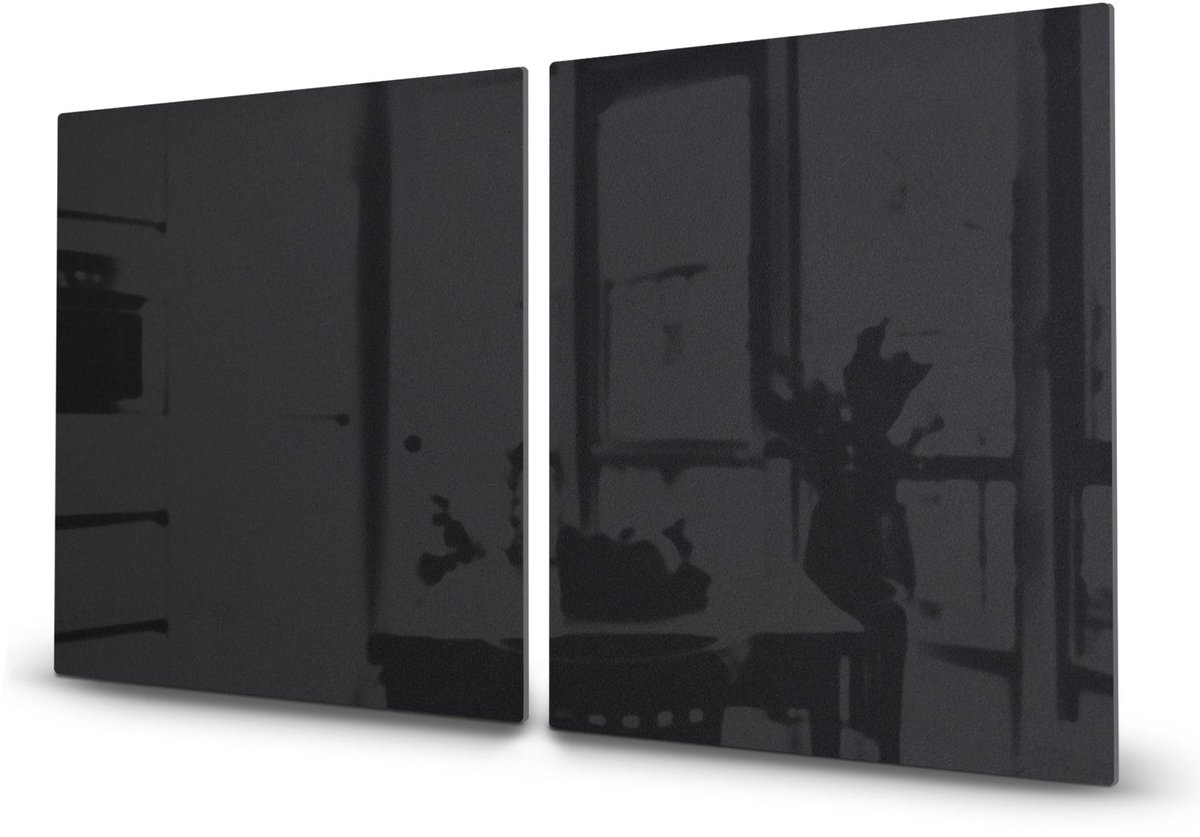 Mydesignglas Glazen Inductie Beschermer - Krasvrij Gehard Glas met Antislip - Afdekplaat voor Kookplaat - Spatscherm Achterwand Keuken - Zwart - 2x40x52