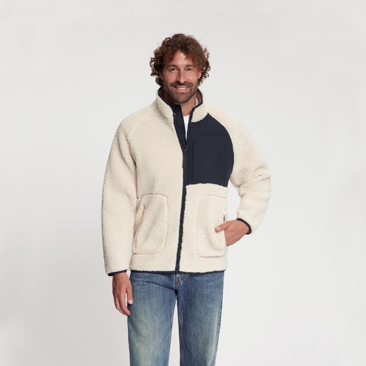 Travelin' Omar Heren - Outdoorvest - Teddy - Gebroken wit