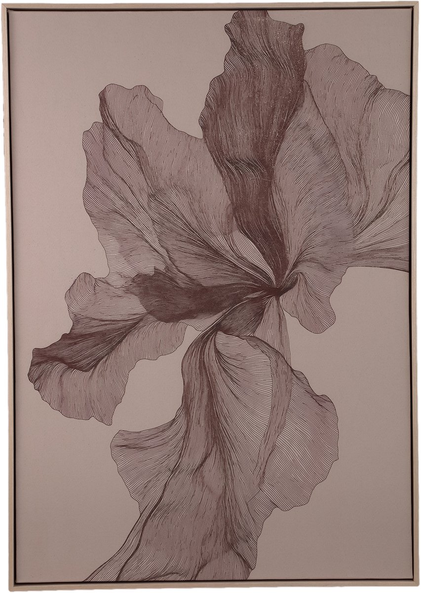 PTMD Lorinde Light Brown Canvas Wall Panel Flower Art