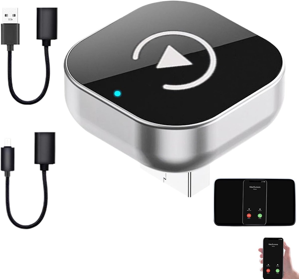 Draadloze Autoschermadapter - USB Converter - Slimme Voertuigintegratie - Plug & Play Module - Compact Ontwerp - Zilver