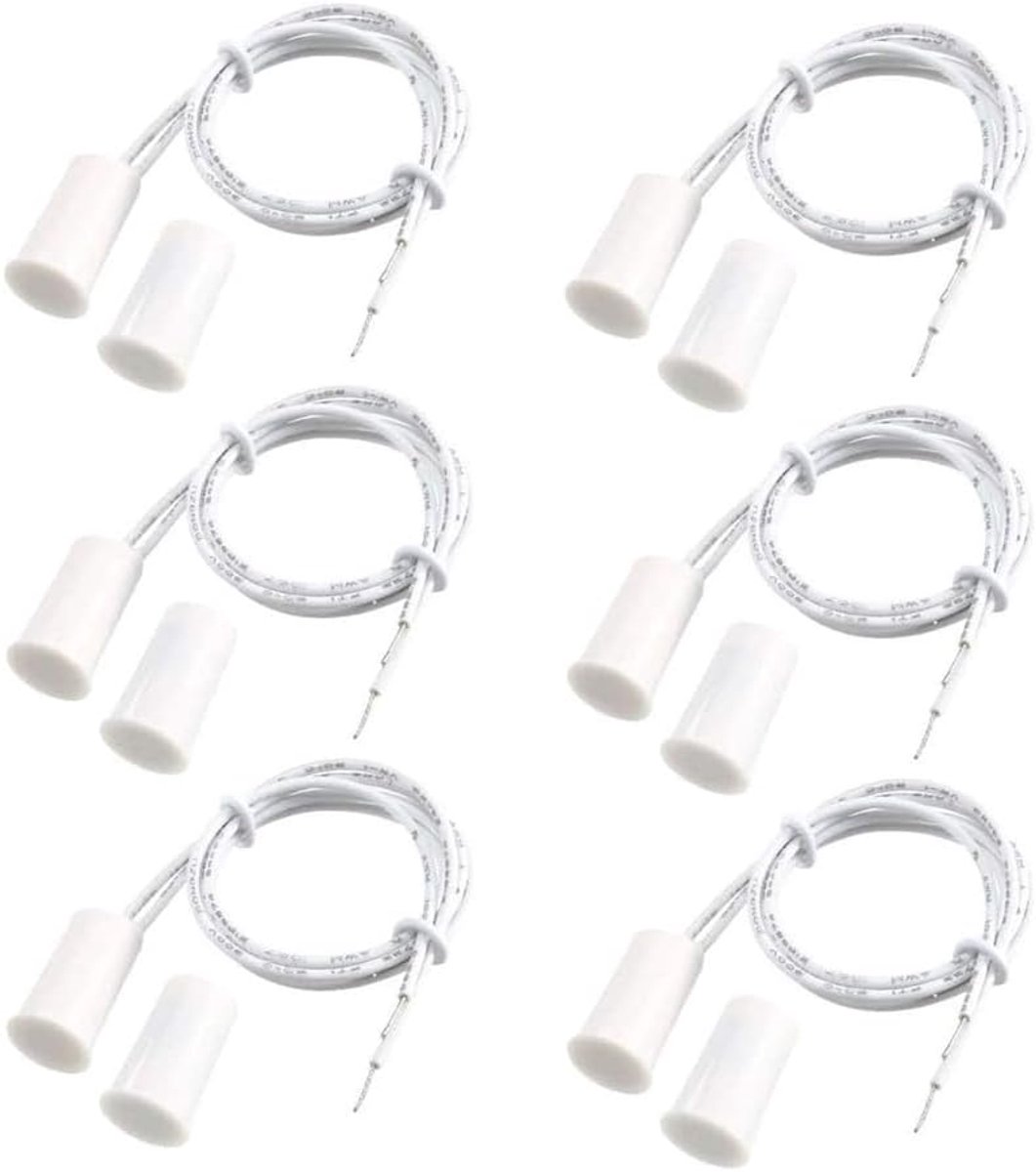 Veiligheidscontactsensor - Deur raam alarm - Huis beveiligen - Magnetische inbouw - 6 sets - Wit