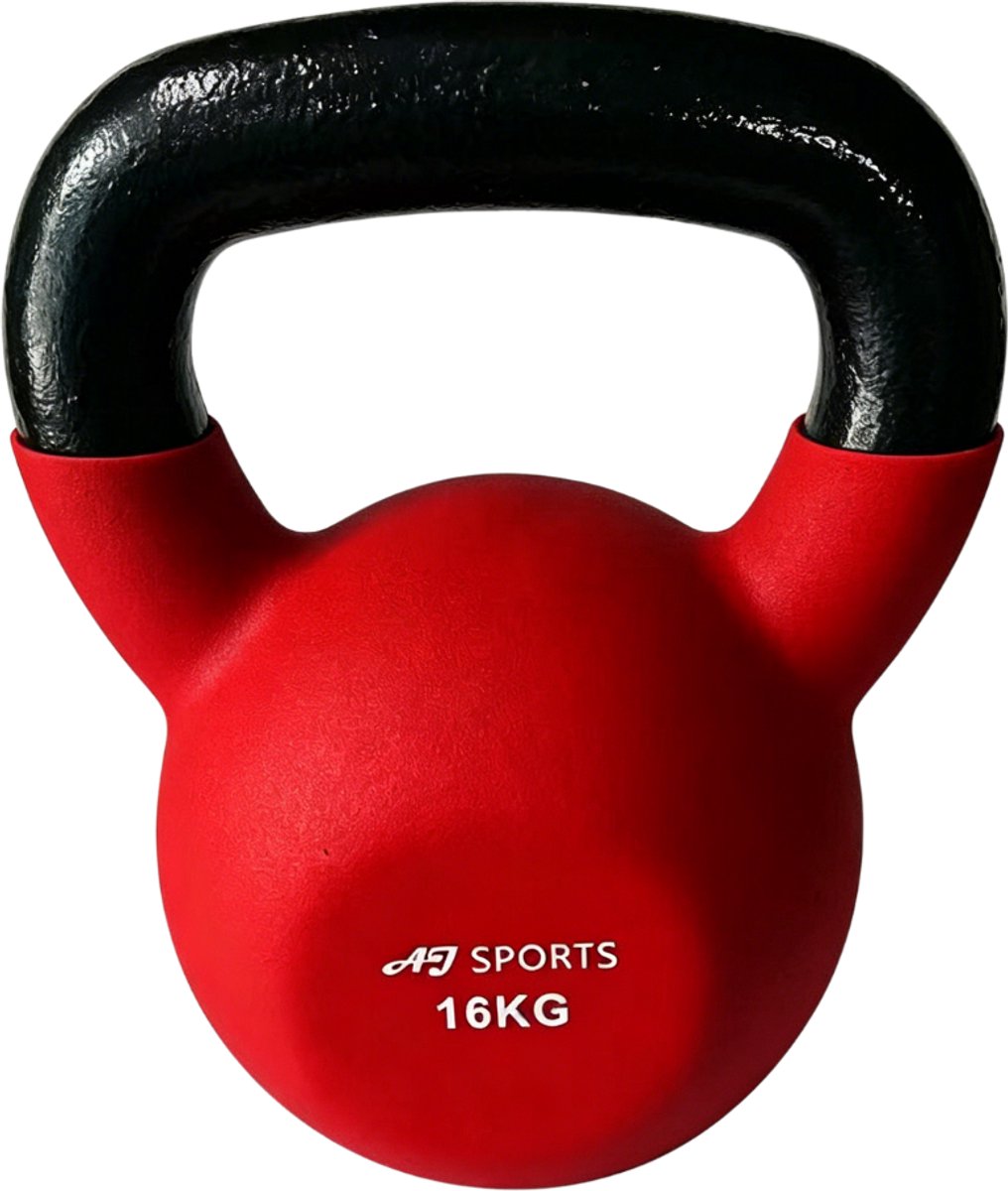 AJ-Sports Kettlebell 16 kg – Vinyl Gecoat Fitness Gewicht – Krachttraining, CrossFit & Full Body Workout – Met Brede Handgreep